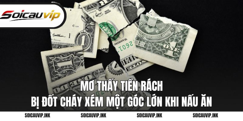 Mơ thấy tiền rách bị đốt cháy xém một góc lớn khi nấu ăn